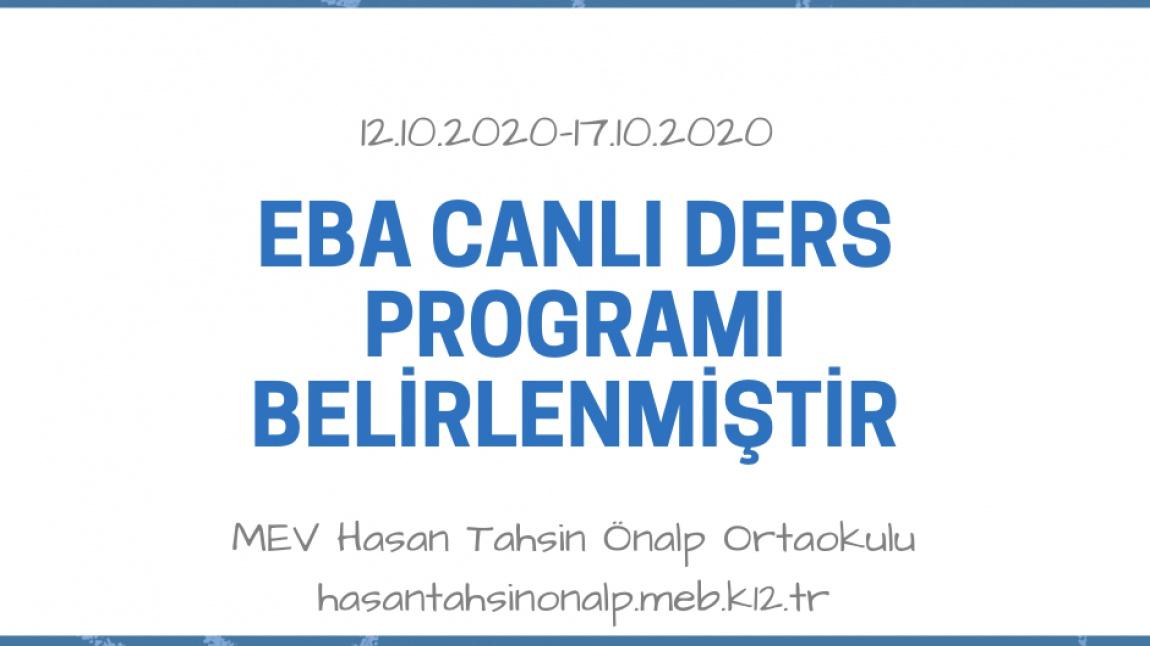12.10.2020-17.10.2020 EBA Canlı Ders Programı Belirlenmiştir